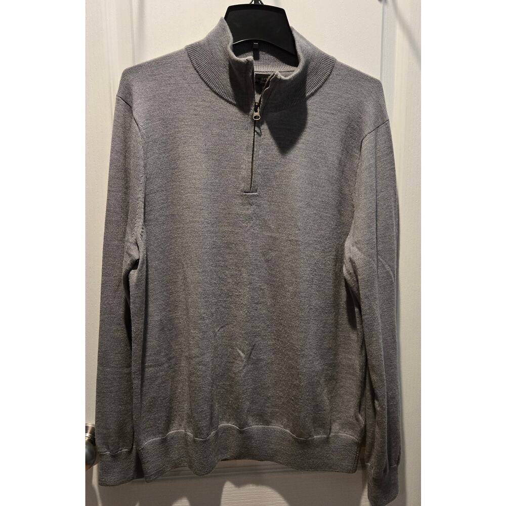 J. Crew Merino wool 1/4 zip mens sz L sweater light gray